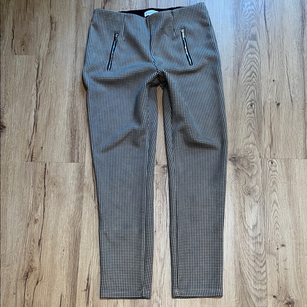 Calvin Klein Houndstooth Pants - Brown Cream pull on size 8 work career